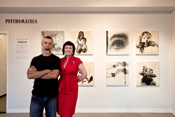 Jerry and Rachel proudly pose on night 2 of the Psychomachia opening!