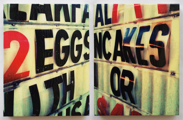 Two Eggs & Pancakes by R.L. Gibson, xerography diptych