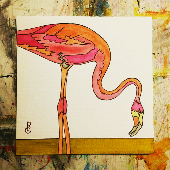 "Pink" by RLGibson (6"x6" watercolor on 140lb. coldpress)