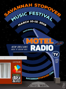 MOTEL RADIO poster for Savannah Stopover Festival by Artist R.L. Gibson