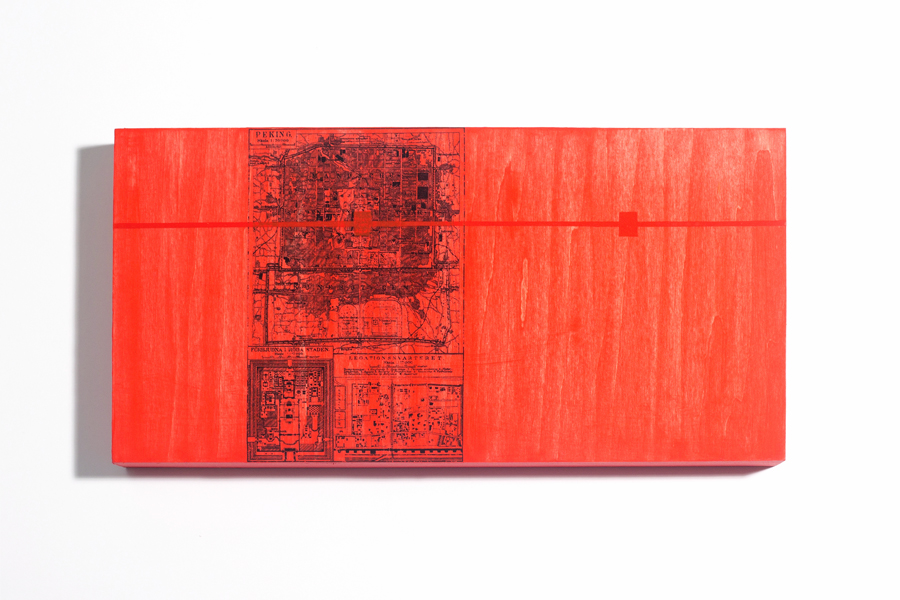 Forbidden City Peking, 6"x12" xerography & acrylic on wood, by R.L. Gibson
