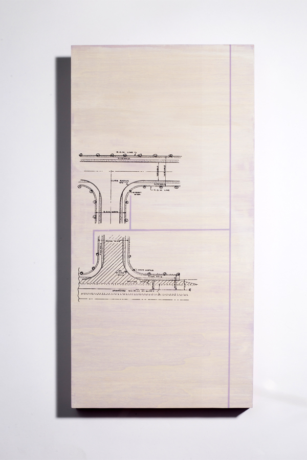 Intersection,10"x20" xerography & acrylic on wood, by R.L. Gibson