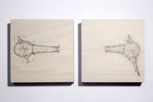 The Mississipi (diptych), 10"x10"each xerography & acrylic on wood, by R.L. Gibson