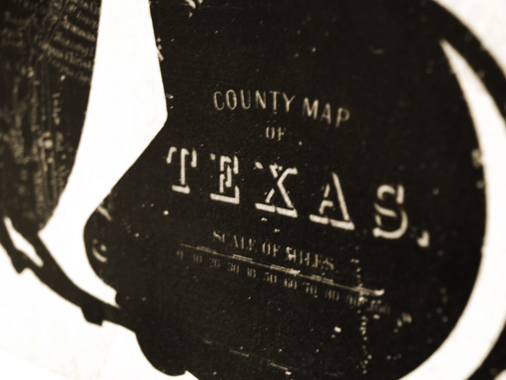 "The Texas Two" DETAIL (10"x20"x2" xerography & acrylic on wood) by R.L. Gibson